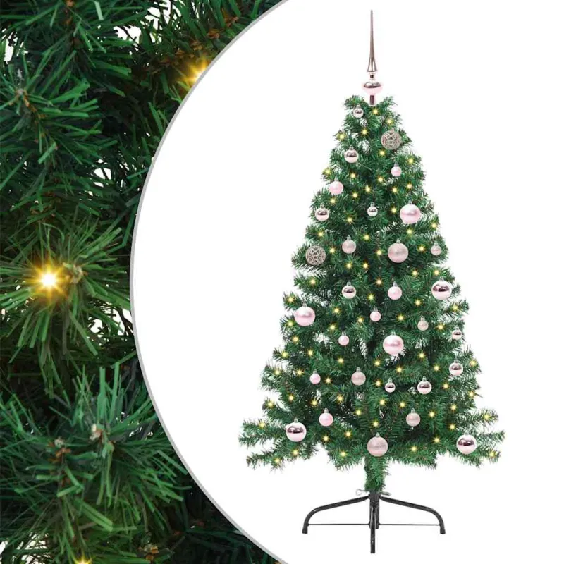 Dirbtinis prieššventinis eglutė su šviesomis Žalia 150 cm PVC