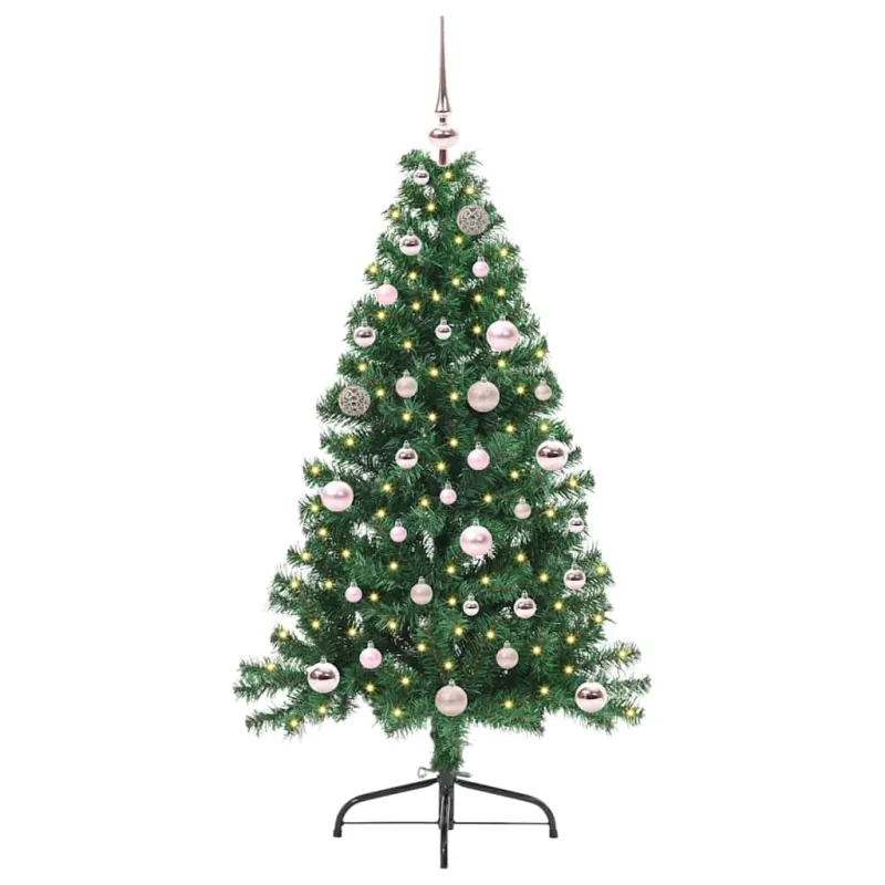 Dirbtinis prieššventinis eglutė su šviesomis Žalia 150 cm PVC