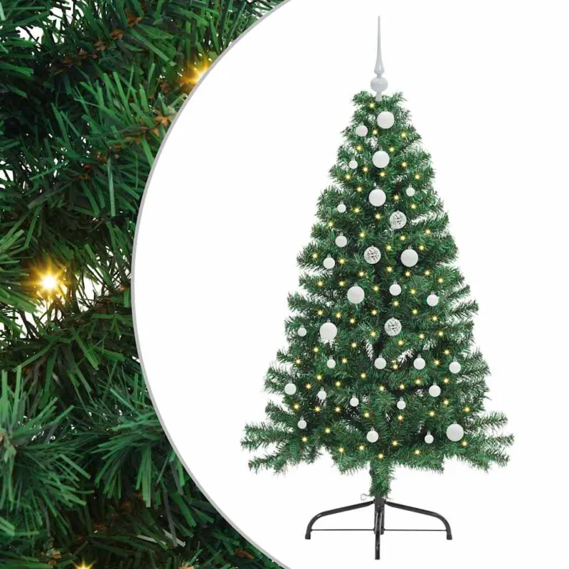 Dirbtinis prieššventinis eglutė su šviesomis Žalia 150 cm PVC