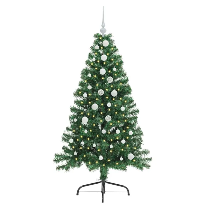 Dirbtinis prieššventinis eglutė su šviesomis Žalia 150 cm PVC