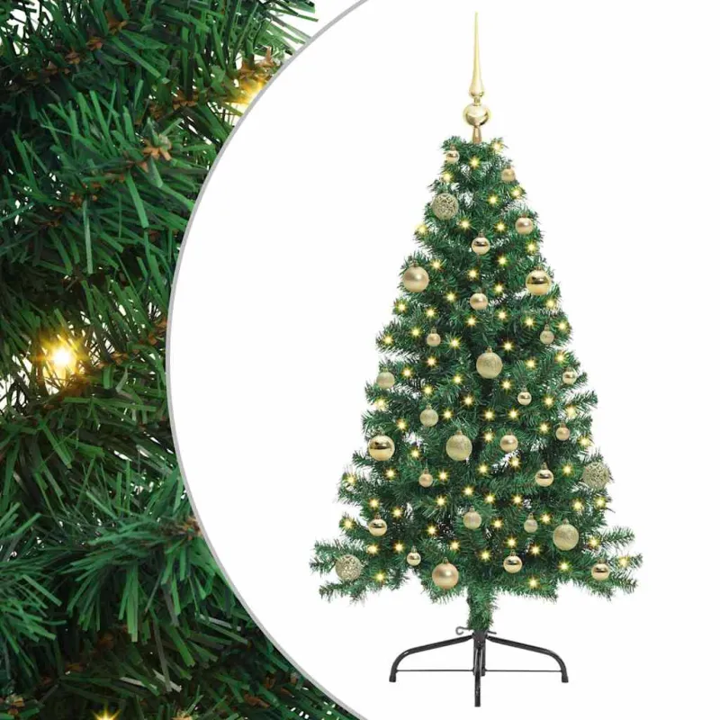 Dirbtinis prieššventinis eglutė su šviesomis Žalia 150 cm PVC