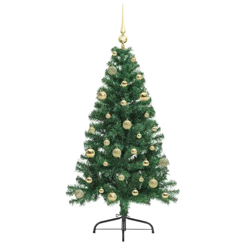 Dirbtinis prieššventinis eglutė su šviesomis Žalia 150 cm PVC