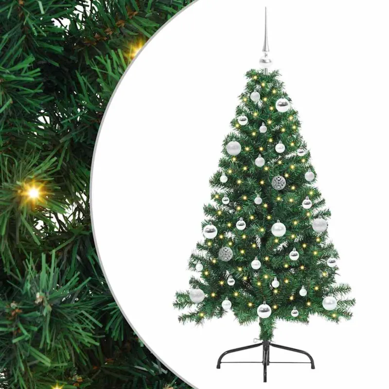 Dirbtinis prieššventinis eglutė su šviesomis Žalia 150 cm PVC