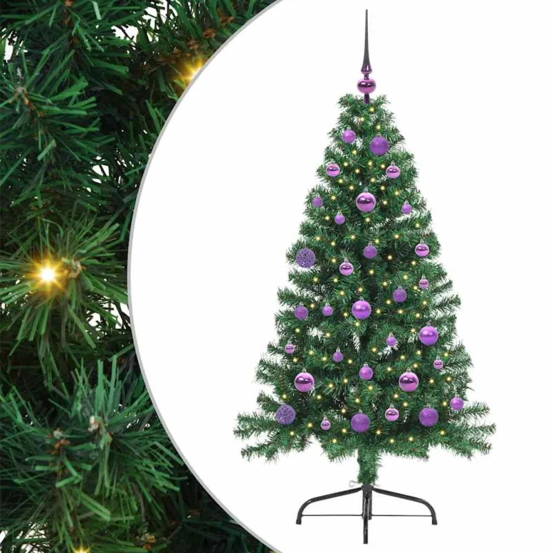 Dirbtinis prieššventinis eglutė su šviesomis Žalia 150 cm PVC