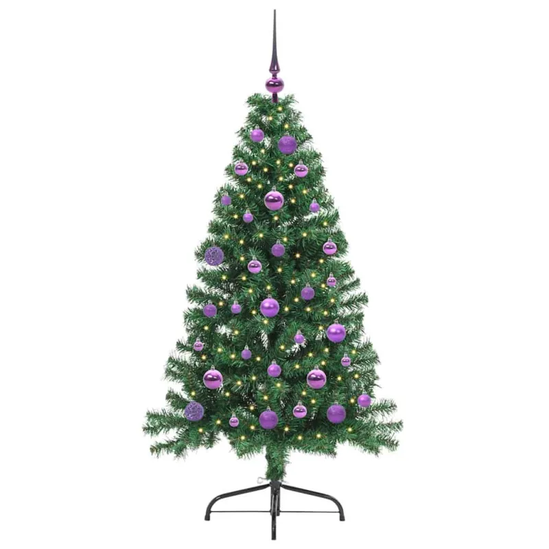 Dirbtinis prieššventinis eglutė su šviesomis Žalia 150 cm PVC