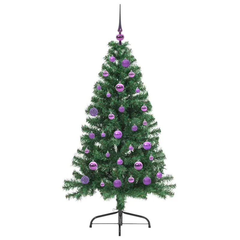 Dirbtinis prieššventinis eglutė su šviesomis Žalia 150 cm PVC
