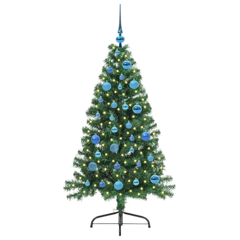 Dirbtinis prieššventinis eglutė su šviesomis Žalia 150 cm PVC