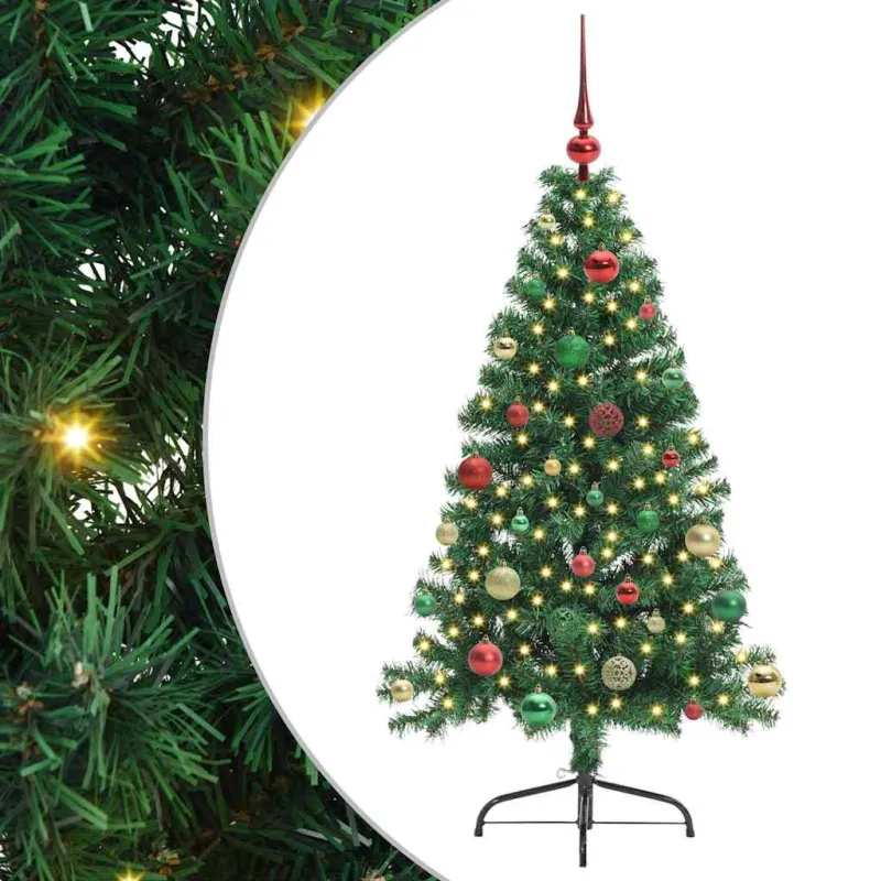 Dirbtinis prieššventinis eglutė su šviesomis Žalia 150 cm PVC