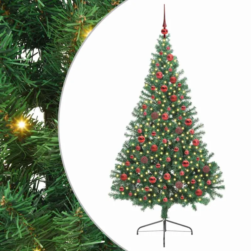 Dirbtinis prieššventinis eglutė su šviesomis Žalia 180 cm PVC
