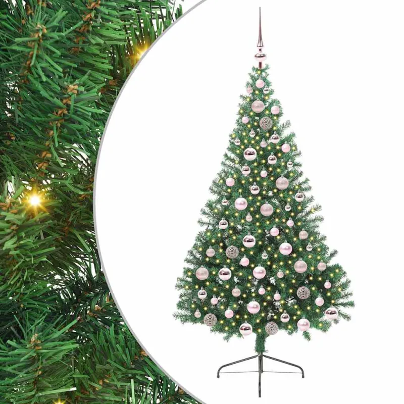 Dirbtinis prieššventinis eglutė su šviesomis Žalia 180 cm PVC