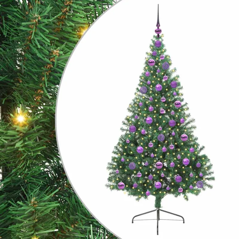 Dirbtinis prieššventinis eglutė su šviesomis Žalia 180 cm PVC