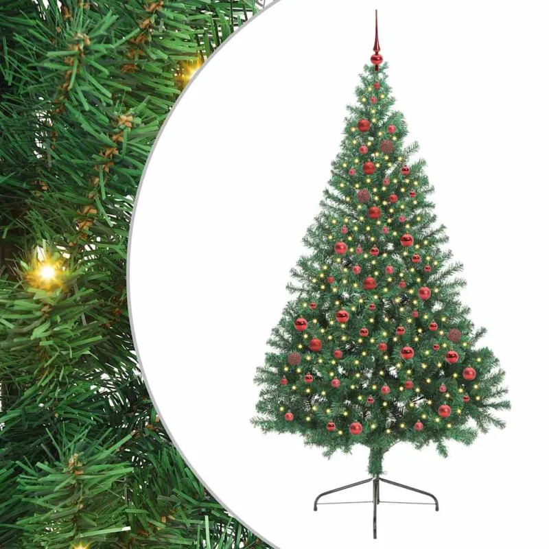 Dirbtinis prieššventinis eglutė su šviesomis Žalia 210 cm PVC