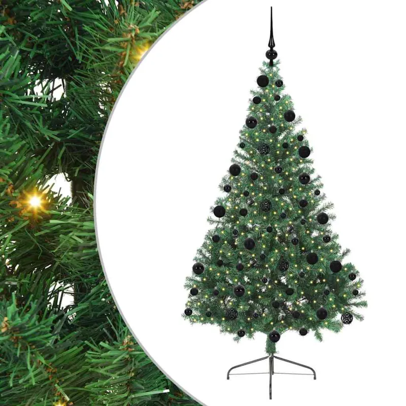Dirbtinis prieššventinis eglutė su šviesomis Žalia 210 cm PVC