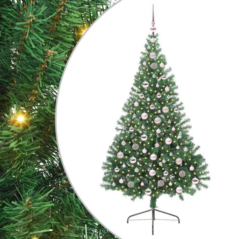 Dirbtinis prieššventinis eglutė su šviesomis Žalia 210 cm PVC