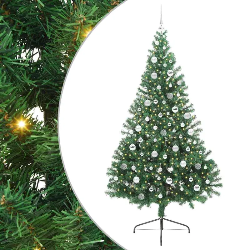 Dirbtinis prieššventinis eglutė su šviesomis Žalia 210 cm PVC