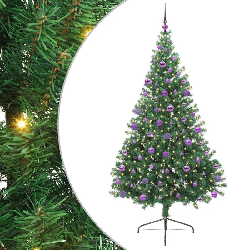 Dirbtinis prieššventinis eglutė su šviesomis Žalia 210 cm PVC