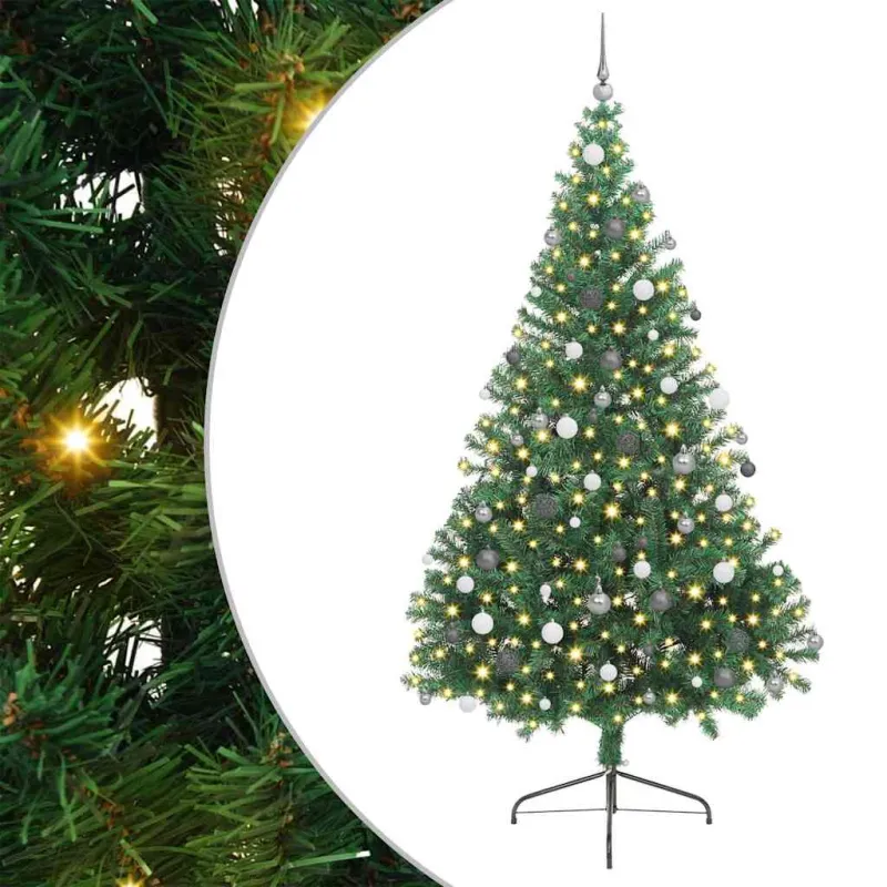 Dirbtinis prieššventinis eglutė su šviesomis Žalia 240 cm PVC