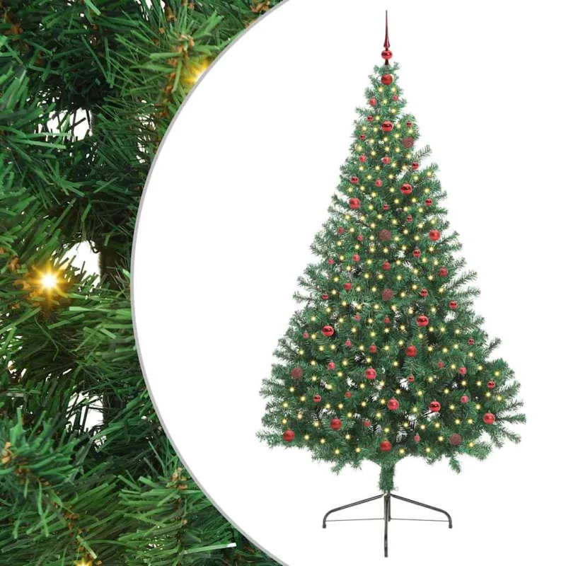 Dirbtinis prieššventinis eglutė su šviesomis Žalia 240 cm PVC