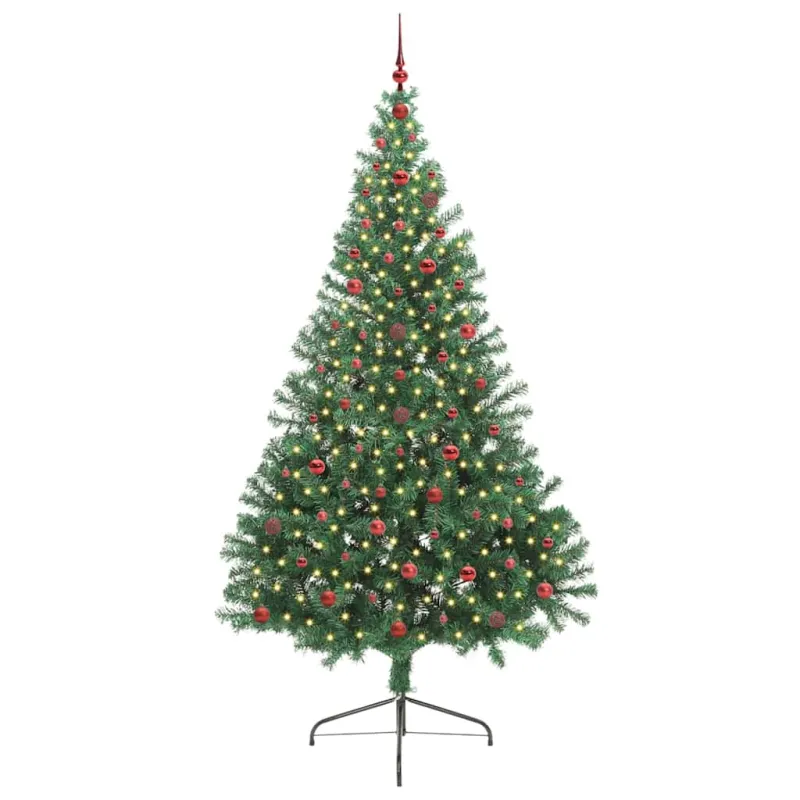 Dirbtinis prieššventinis eglutė su šviesomis Žalia 240 cm PVC