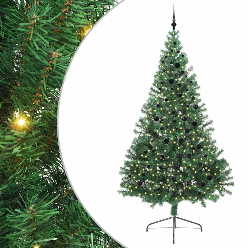 Dirbtinis prieššventinis eglutė su šviesomis Žalia 240 cm PVC
