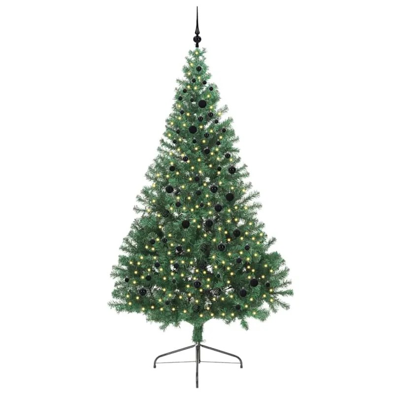 Dirbtinis prieššventinis eglutė su šviesomis Žalia 240 cm PVC