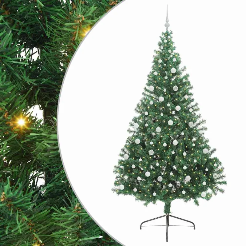 Dirbtinis prieššventinis eglutė su šviesomis Žalia 240 cm PVC