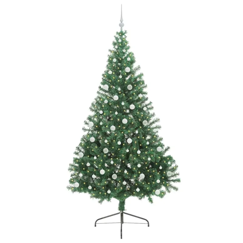 Dirbtinis prieššventinis eglutė su šviesomis Žalia 240 cm PVC