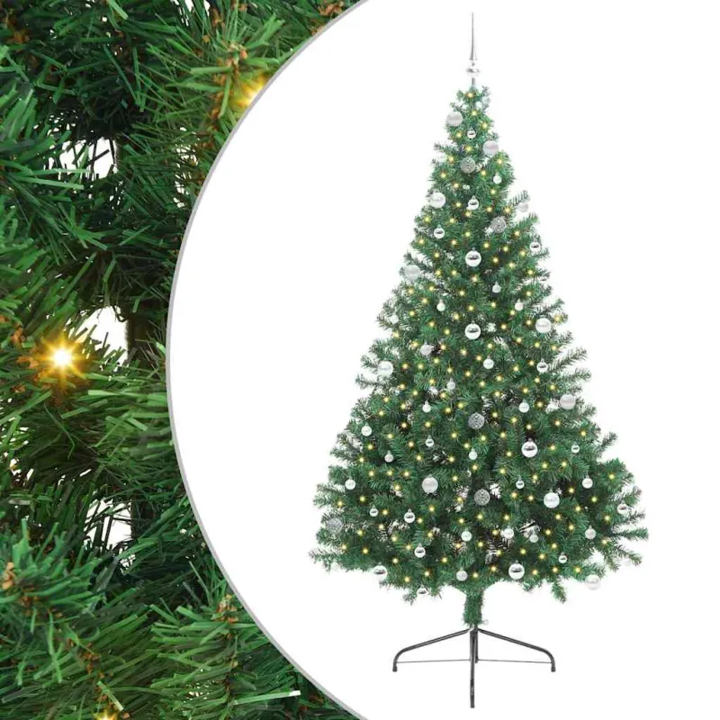 Dirbtinis prieššventinis eglutė su šviesomis Žalia 240 cm PVC
