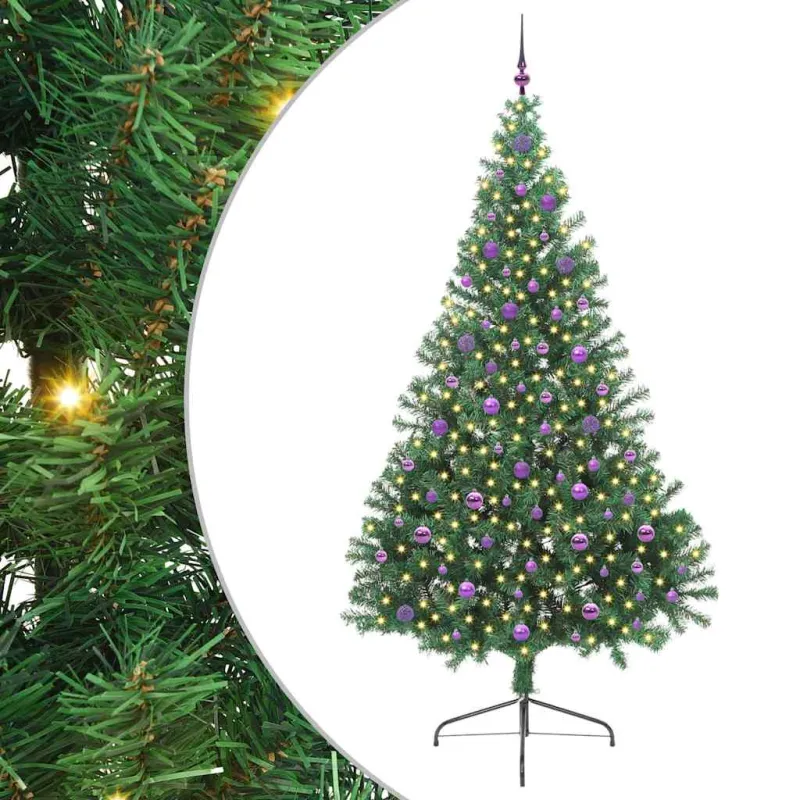 Dirbtinis prieššventinis eglutė su šviesomis Žalia 240 cm PVC