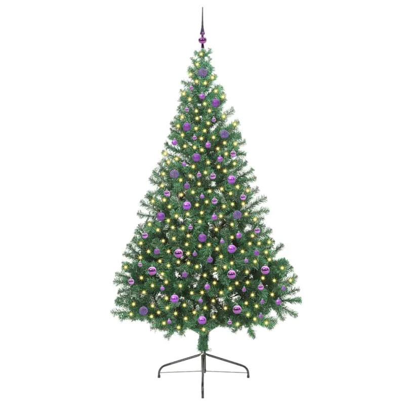 Dirbtinis prieššventinis eglutė su šviesomis Žalia 240 cm PVC