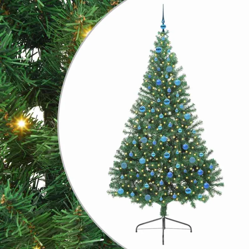 Dirbtinis prieššventinis eglutė su šviesomis Žalia 240 cm PVC