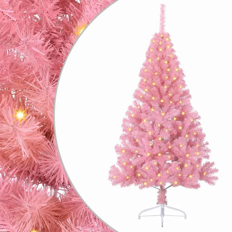 Dirbtinis prieššventinis eglutė su šviesomis Rožinė 120 cm PVC