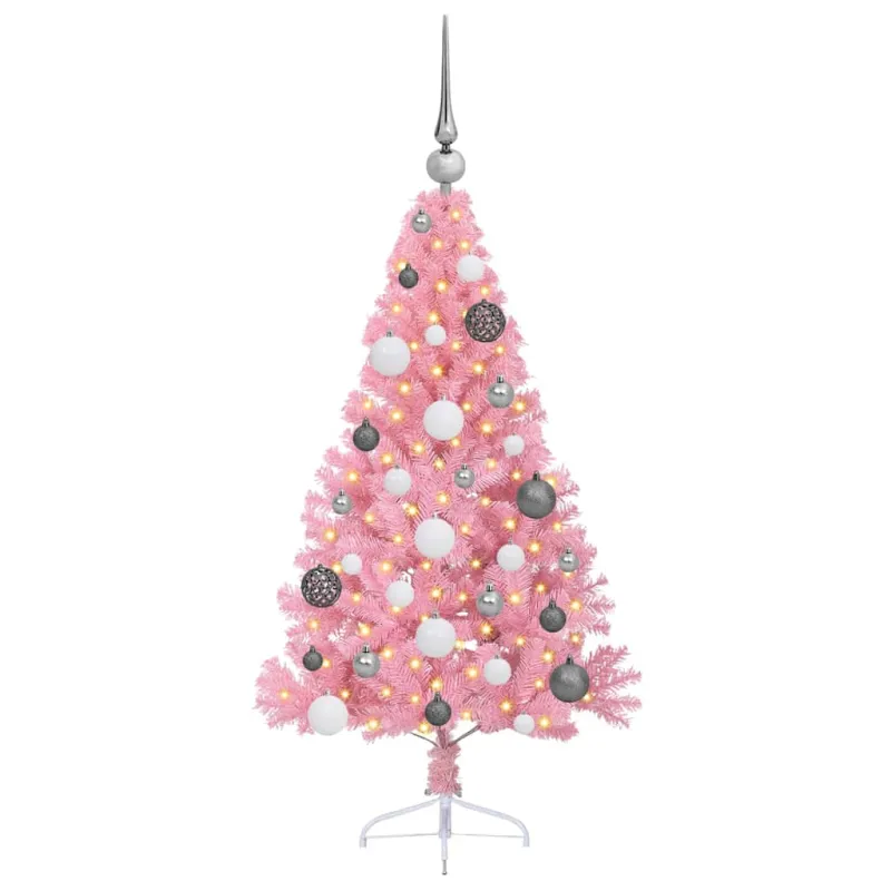 Dirbtinis prieššventinis eglutė su šviesomis Rožinė 120 cm PVC