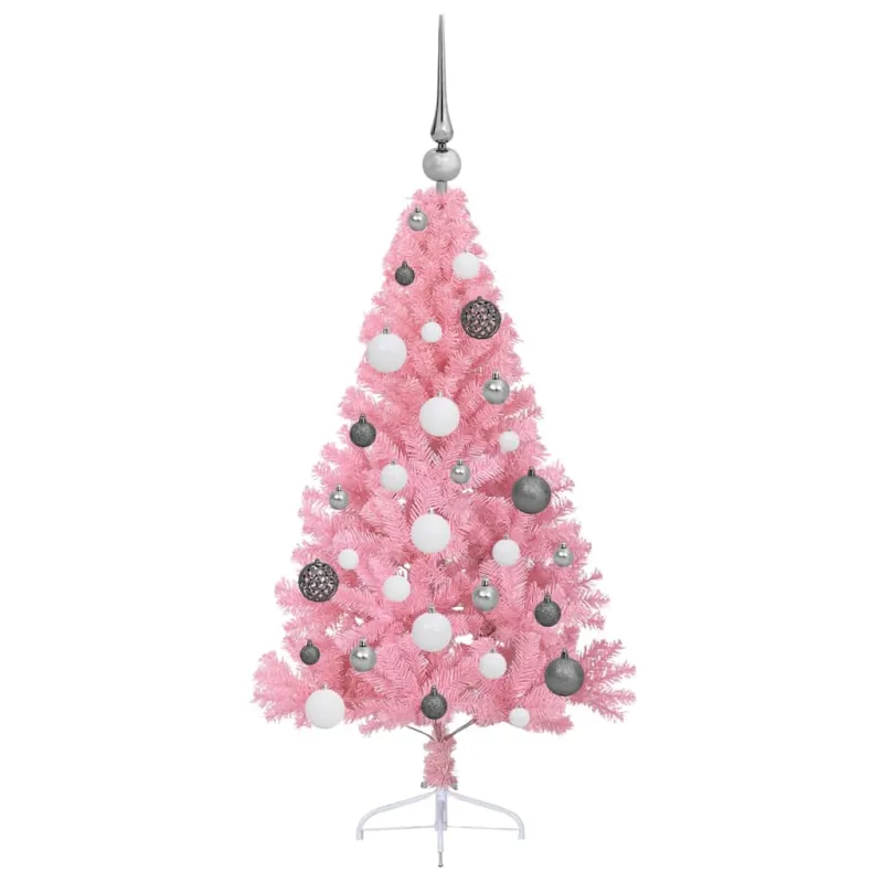 Dirbtinis prieššventinis eglutė su šviesomis Rožinė 120 cm PVC