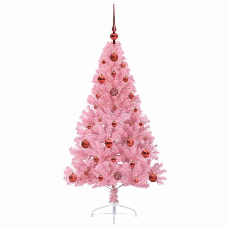 Dirbtinis prieššventinis eglutė su šviesomis Rožinė 120 cm PVC