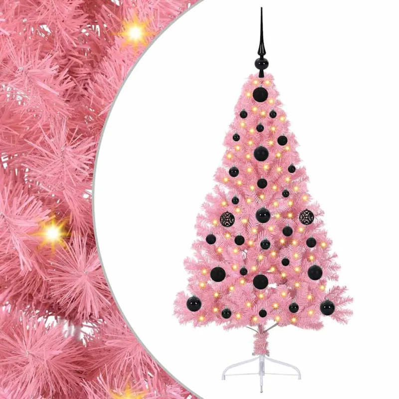 Dirbtinis prieššventinis eglutė su šviesomis Rožinė 120 cm PVC