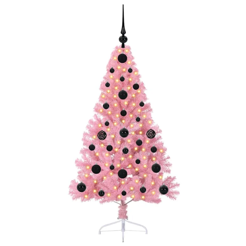 Dirbtinis prieššventinis eglutė su šviesomis Rožinė 120 cm PVC