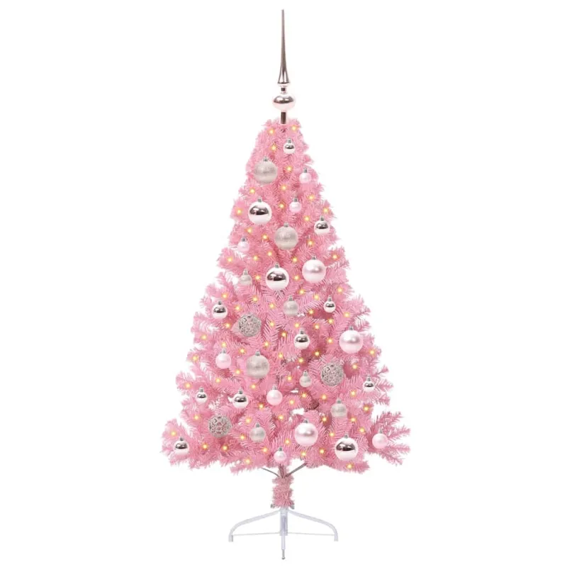 Dirbtinis prieššventinis eglutė su šviesomis Rožinė 120 cm PVC