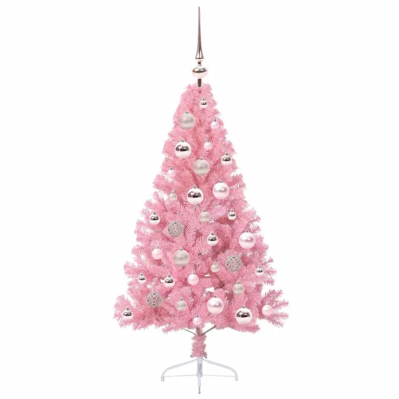 Dirbtinis prieššventinis eglutė su šviesomis Rožinė 120 cm PVC
