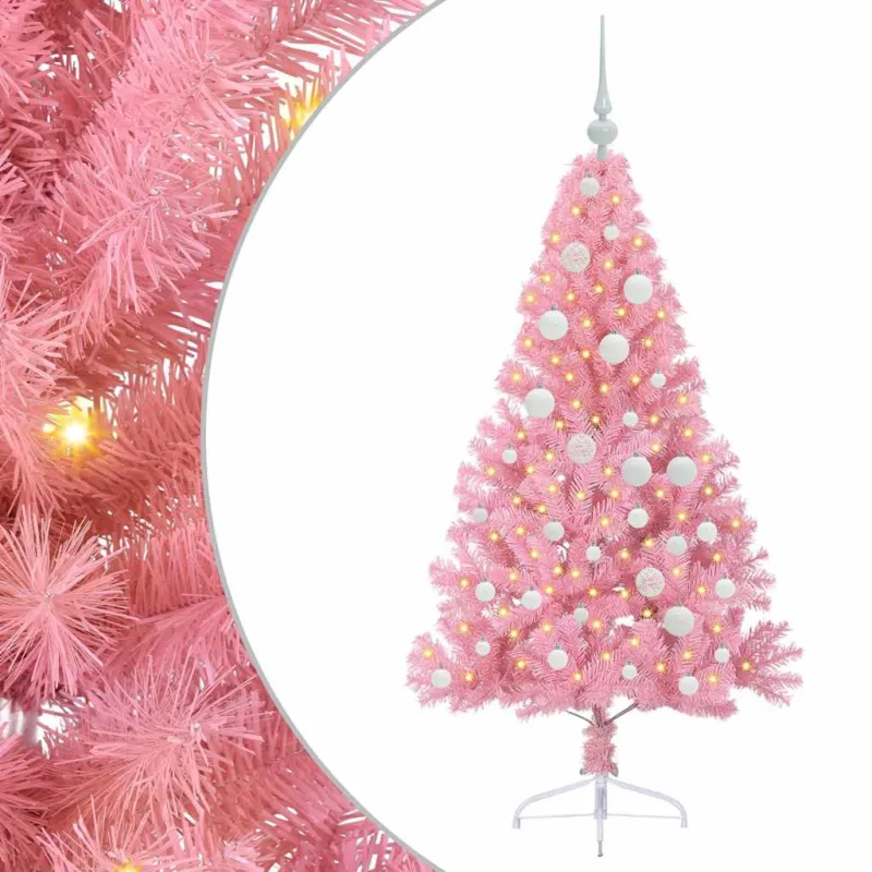 Dirbtinis prieššventinis eglutė su šviesomis Rožinė 120 cm PVC