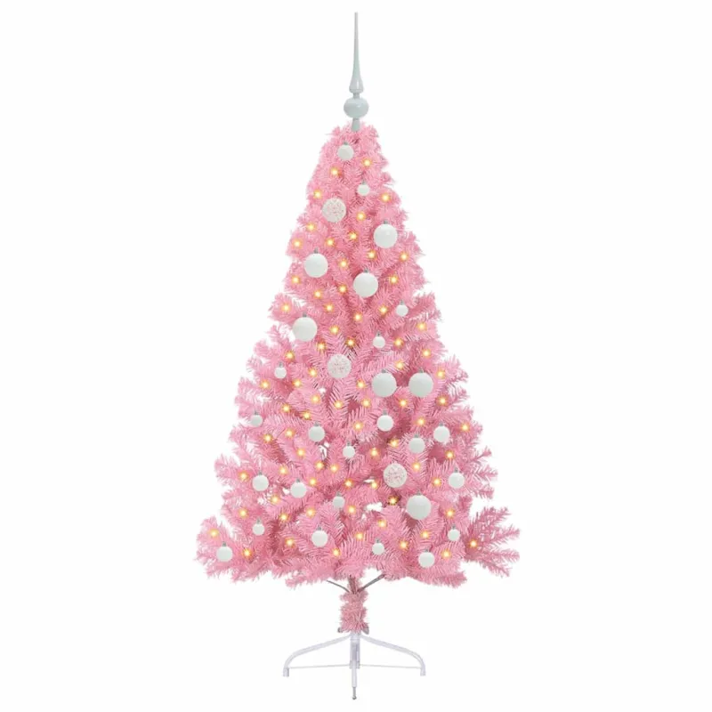 Dirbtinis prieššventinis eglutė su šviesomis Rožinė 120 cm PVC