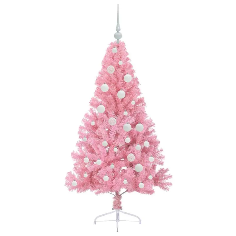 Dirbtinis prieššventinis eglutė su šviesomis Rožinė 120 cm PVC