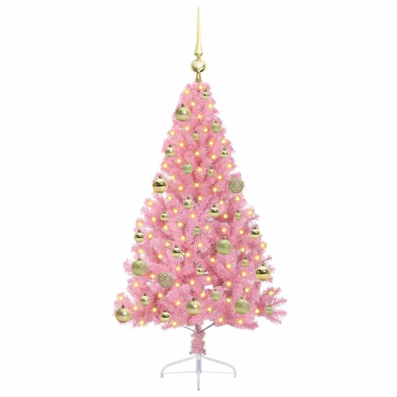 Dirbtinis prieššventinis eglutė su šviesomis Rožinė 120 cm PVC