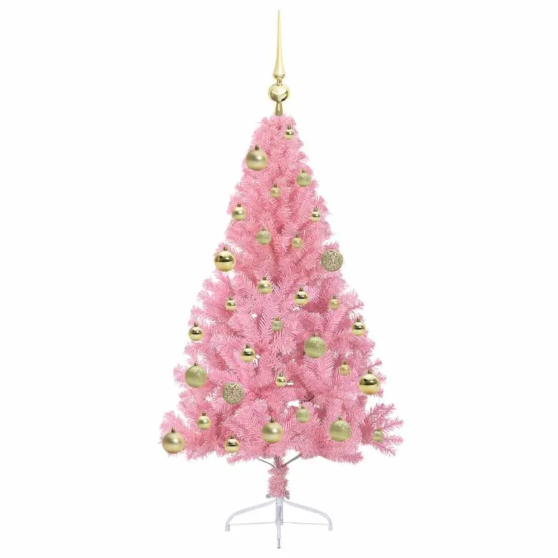 Dirbtinis prieššventinis eglutė su šviesomis Rožinė 120 cm PVC