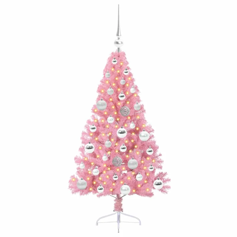 Dirbtinis prieššventinis eglutė su šviesomis Rožinė 120 cm PVC