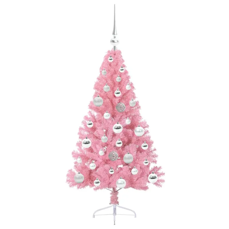 Dirbtinis prieššventinis eglutė su šviesomis Rožinė 120 cm PVC