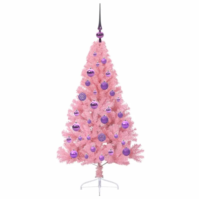 Dirbtinis prieššventinis eglutė su šviesomis Rožinė 120 cm PVC