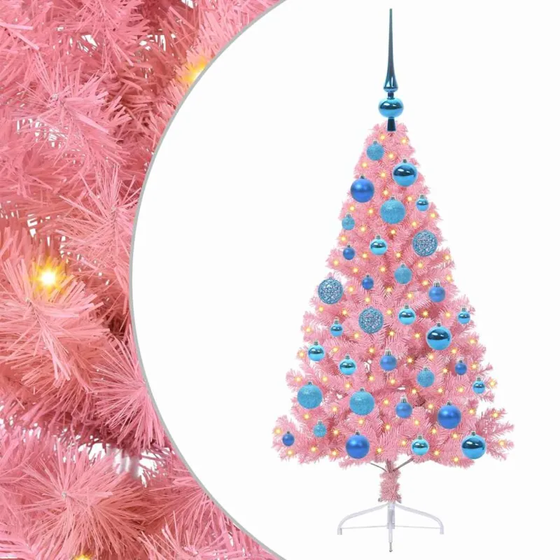 Dirbtinis prieššventinis eglutė su šviesomis Rožinė 120 cm PVC