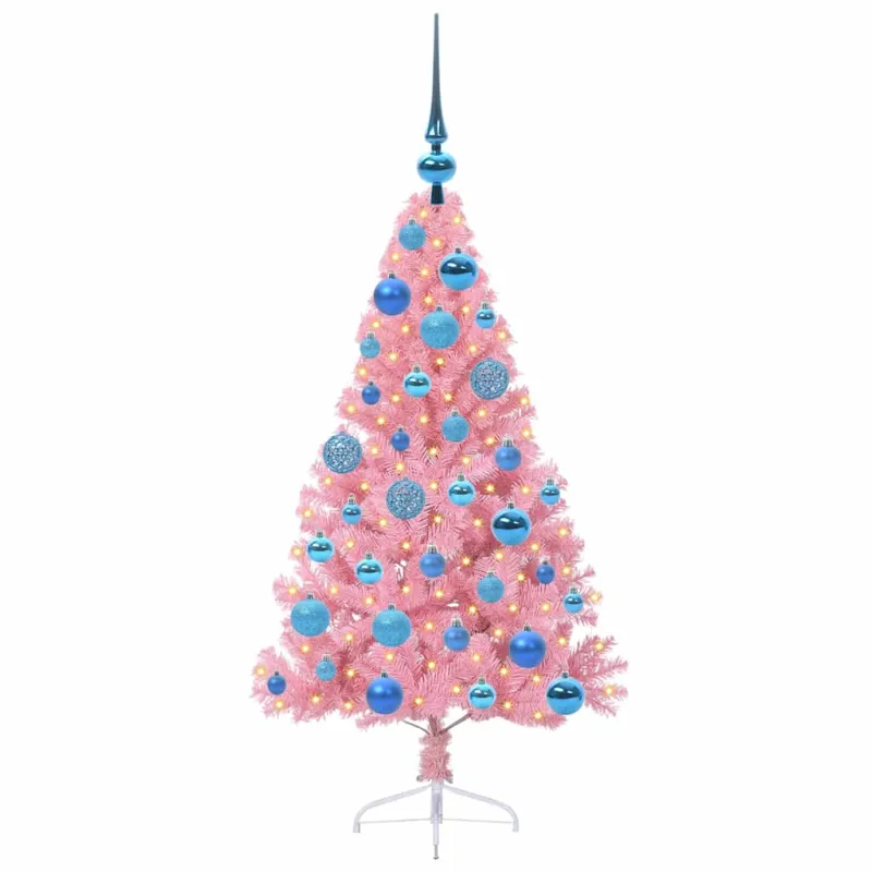 Dirbtinis prieššventinis eglutė su šviesomis Rožinė 120 cm PVC