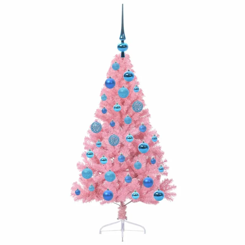 Dirbtinis prieššventinis eglutė su šviesomis Rožinė 120 cm PVC